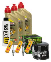 Inspektionspaket 3L 10W-40 + Ölfilter + 3x Zündkerze für Triumph Trident ABS 660 ccm Bj. 2022