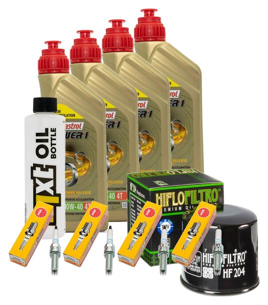 Kit d'inspection 4L 10W-40 + filtre à huile + 4x bougie pour Yamaha YZF-R1 1000 ccm Année 2022