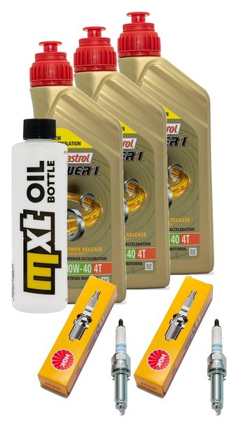 Paquete de inspección 3L 10W-40 + filtro de aceite + 2 bujías para Yamaha Tracer 7 GT 700 ccm Año 2019