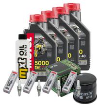 Kit d'inspection 4L 10W-40 + filtre à huile + 4x bougie pour Suzuki GSX-S 1000 ccm Année 2023