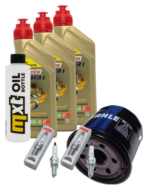 Inspektionspaket 3L 10W-40 + Ölfilter + 2x Zündkerze für Suzuki DL V-Strom SV S SF 650 ccm Bj. 2023