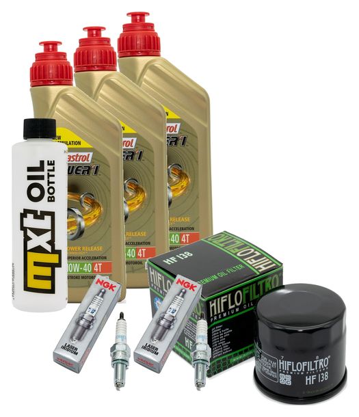 Inspektionspaket 3L 10W-40 + Ölfilter + 2x Zündkerze für Suzuki DL V-Strom SV S SF 650 ccm Bj. 2023
