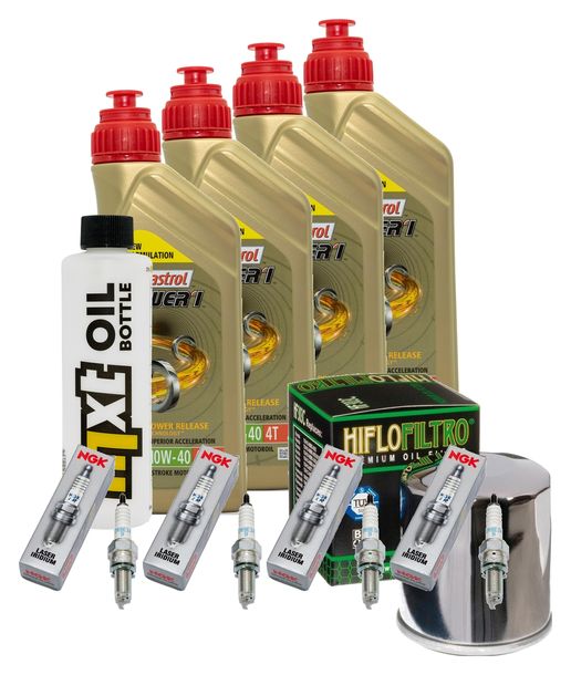 Inspektionspaket 4L 10W-40 + Ölfilter + 4x Zündkerze für Kawasaki Z RS 900 ccm Bj. 2023