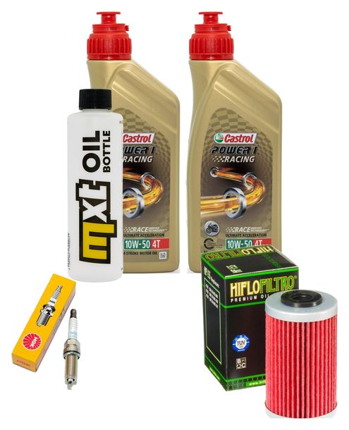 Paquete de inspección 2L 10W-50 + filtro de aceite + 1x bujía para KTM RC Duke 125 / 390 ccm Año 2023