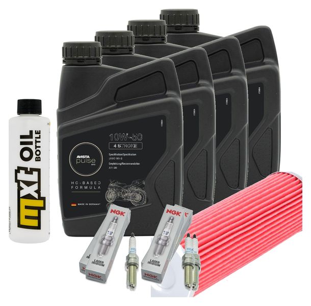 Inspektionspaket 4L 10W-50 + Ölfilter + 4x Zündkerze für KTM Super Duke R 1290 ccm Bj. 2023