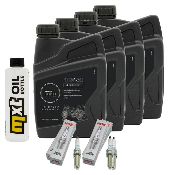 Inspektionspaket 4L 10W-50 + Ölfilter + 4x Zündkerze für KTM Super Duke R 1290 ccm Bj. 2023