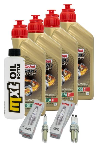 Inspektionspaket 4L 10W-50 + Ölfilter + 4x Zündkerze für KTM Super Duke R 1290 ccm Bj. 2023