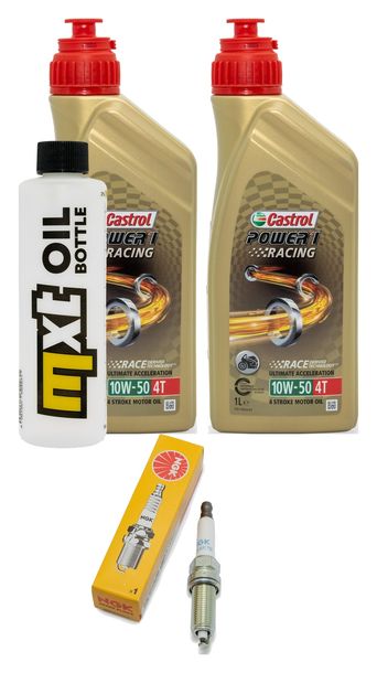 Inspektionspaket 2L 10W-50 + Ölfilter + 1x Zündkerze für KTM Duke 390 ccm Bj. 2023