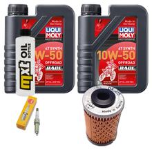 Inspektionspaket 2L 10W-50 + Ölfilter + 1x Zündkerze für KTM Duke 390 ccm Bj. 2023