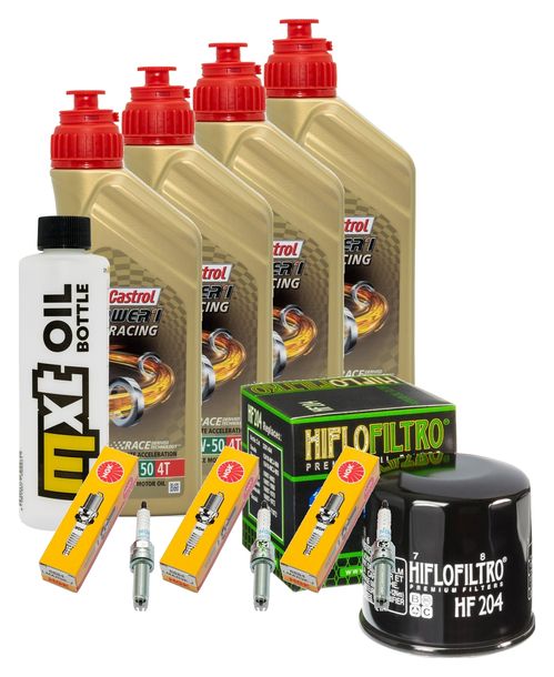 Inspektionspaket 4L 10W-50 + Ölfilter + 3x Zündkerze für Triumph Speed Triple RS 1200 ccm Bj. 2023