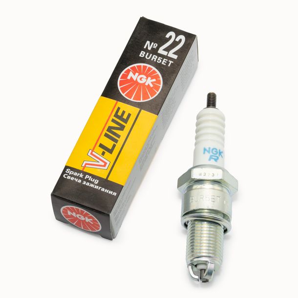 Zündkerze NGK BUR5ET V-Line entstört, 19,0mm Langgewinde Ø 14,0mm 3-Massen-Elektrode, 2470 / 3377