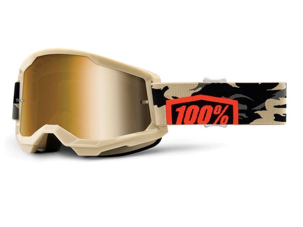 100% MX motorcycle goggles Strata Gen 2 mirrored with anti-fog coating