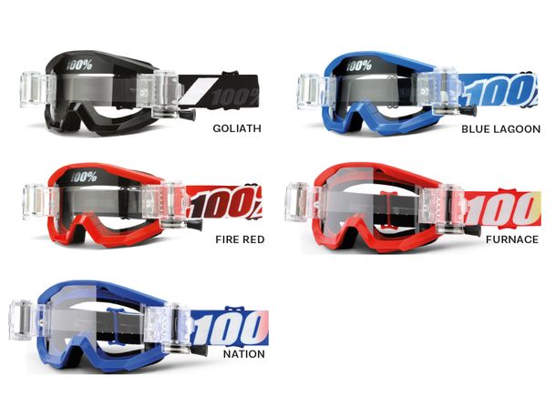 Lunettes de moto 100% MX Strata Mud/SVS avec système SVS roll-off
