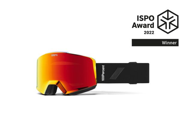 Maschera da sci 100% Norg HiPER Essential Nero Rosso ML Specchiato