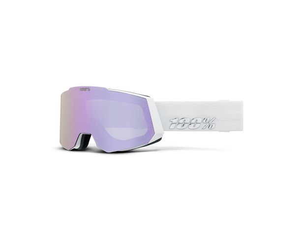 100% Snowcraft HiPer Esntl White Lavender ML Mirrored Ski Goggles