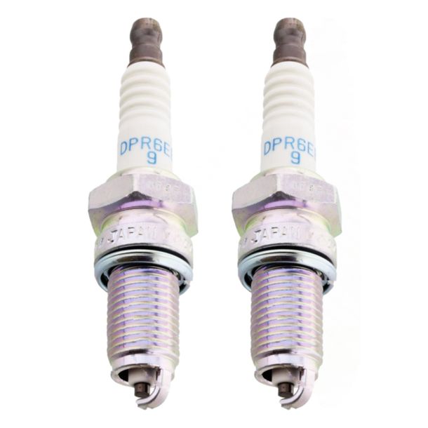 Spark plug set NGK 2x DPR6EB-9 resistor, 19,0mm long thread Ø 12,0mm, integral terminal, 3108
