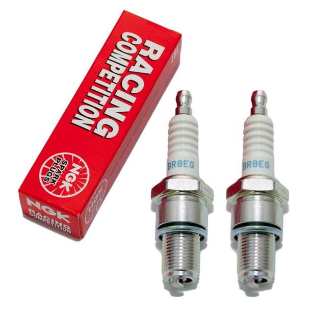 Spark plug set NGK 2x BR8EG racing resistor, 19,0mm long thread Ø 14,0mm, 3130 / 3992