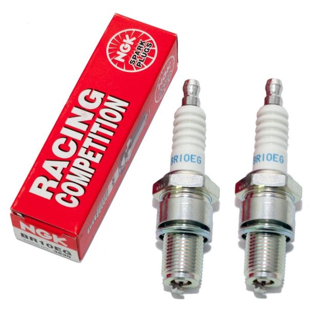 Zündkerzen Set NGK 2x BR10EG Racing-Zündkerze / Rennzündkerze entstört, 19,0mm Langgewinde Ø 14,0mm, 3830 / 3993