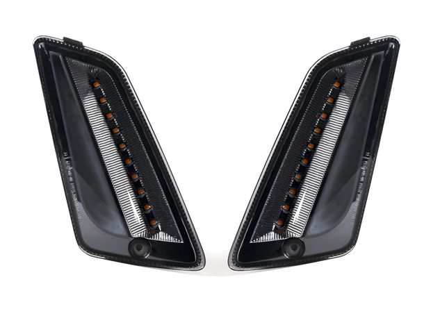 Blinker-Set Moto Nostra vorne dynamisches LED Lauflicht, Tagfahrlicht, E-Prüfzeichen, Smoked für Vespa GT, GTL, GTV, GTS 125-300