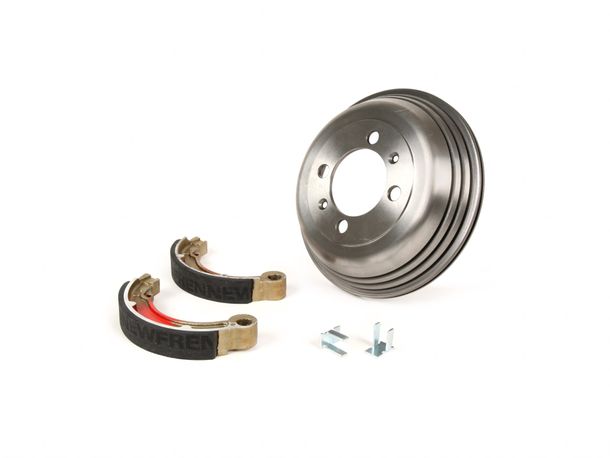 BGM rear brake drum 8" including brake shoes, 2 cast iron mounts for Vespa VNB4T to VNB6T, VBB2T
