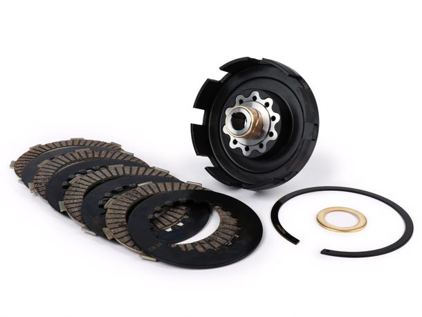 Kit d'embrayage BGM Superstrong CNC Ultralube, type Cosa2/FL pour Vespa PX sans pignon d'embrayage, avec garnitures d'embrayage type BGM Touring Alu