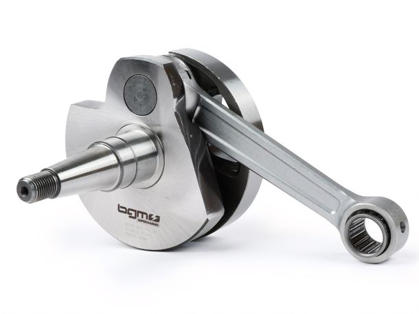 Kurbelwelle BGM Touring Drehschieber 60mm Hub, 125mm Pleuel, Kolbenbolzen Ø 16mm für Vespa PX80-150 zur Adaption eines PX200 Zylinder mittels Adapterplatte
