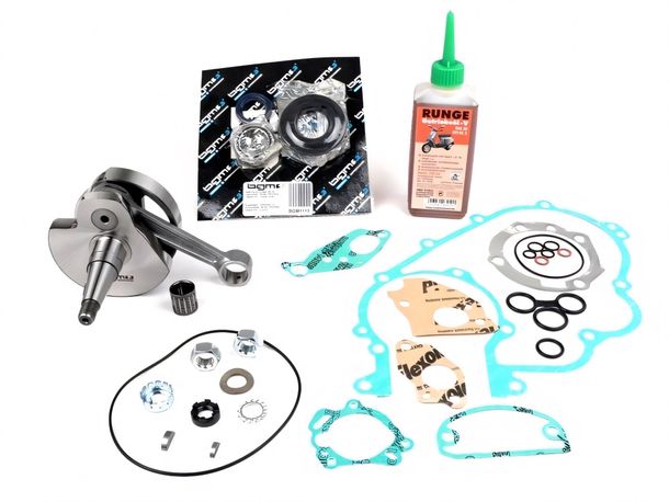 Crankshaft kit BGM Touring 57mm stroke shaft seal drive side rubber for Vespa PX200