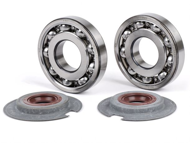 Kit cuscinetti Set guarnizioni albero BGM per albero motore FKM E10, cuscinetto FAG a 9 sfere per Vespa Wideframe VM, VN, VL, VB, GS150, GS3 (VS1T - VS5T, VDTS), VD1, VD2, Largeframe VNA1, VNA2 (VNA2M? 091392)