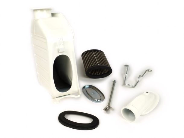 Boîtier de filtre à air BGM blanc pour Lambretta LI, TV, SX, DL, GP