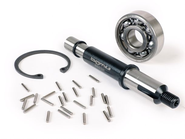 Nebenwellenachsen-Set inkl. Lager BGM Lagersitz Ø 15mm, Buchse Ø 13mm, Länge 121mm für Vespa PX125, PX150, PX200, Cosa, T5 125ccm