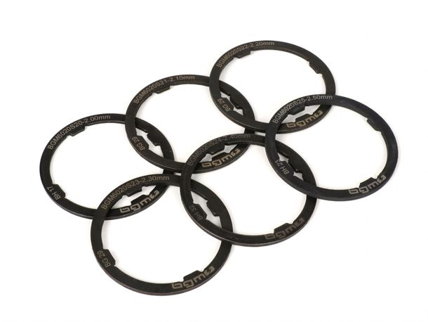 Set anelli da spalla BGM 2,00-2,50 mm+0,0, 0,04 mm, 6 pezzi per Vespa Largeframe VNA, VBA, VBB, GL, Sprint, GT, GTR, TS, Rally, PX old (-1984)