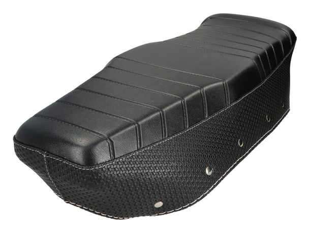 BGM vintage black bench with white stitching for Lambretta GP 200 electronic