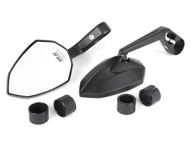 Mirror set Moto Nostra 1401 aluminum handlebar ends, black matt anodized with approval