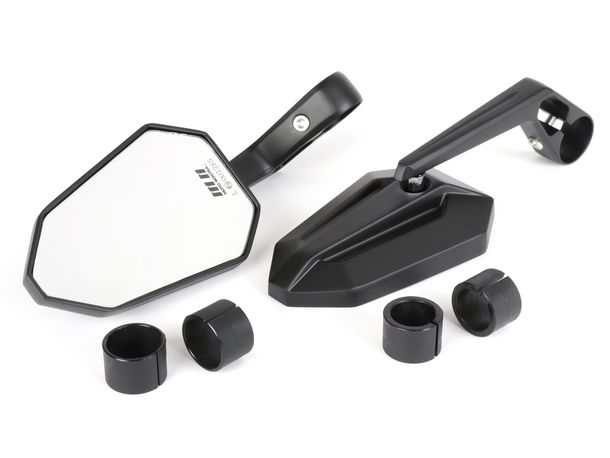 Mirror set Moto Nostra 1402 aluminum handlebar ends, black matt anodized with approval