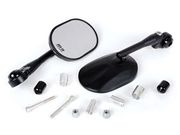 Spiegel Set Moto Nostra 1404 Lenkerenden Aluminium CNC, schwarz matt