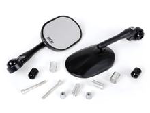 Spiegel Set Moto Nostra 1404 Lenkerenden Aluminium CNC, schwarz matt