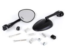 Spiegel Set Moto Nostra 1405 Lenkerenden Aluminium CNC oval, schwarz matt