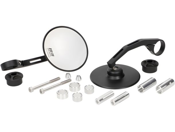 Set specchietti Moto Nostra 1408 in alluminio CNC Ø 95mm rotondo, nero opaco