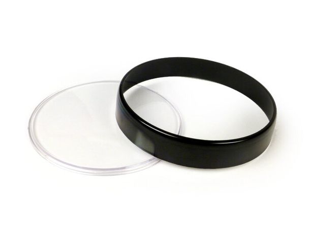 Tachoglas Set BGM Ø 105mm klares Glas, Ring schwarz für Vespa PX Lusso, PK XL1 – Bild 1