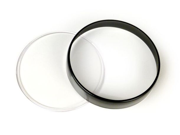 Tachoglas Set BGM Ø 105mm klares Glas, Ring schwarz für Vespa PX Lusso, PK XL1 – Bild 2