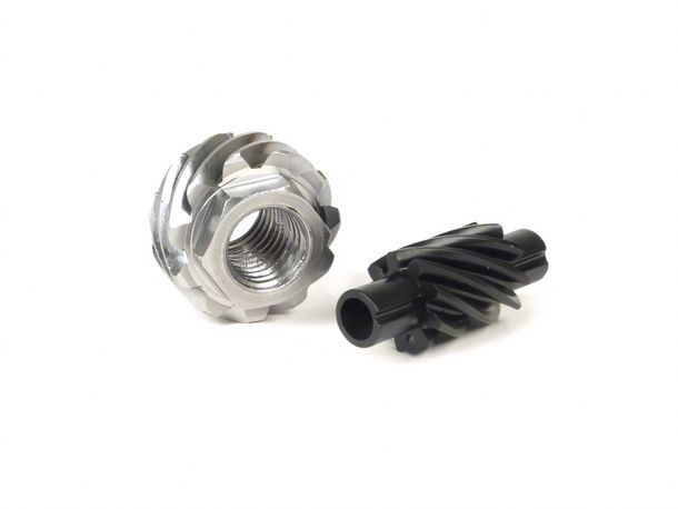 BGM Vespa speedometer screw set 11 teeth Ø 21.8mm metal + 9 teeth 31x2.7mm square black for speedometer screw 9 teeth for Vespa V50, 50N, 50L, 50R