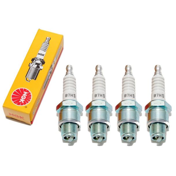 Spark plug set NGK 4x B7HS, 12,7mm short thread Ø 14,0mm, 2792 / 5110