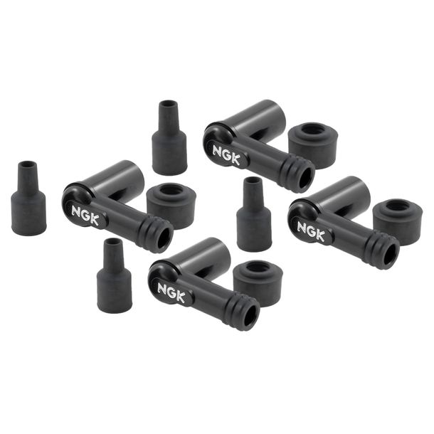 Spark plug connector set NGK 4x LB01F 14mm M4 90° black, 8330