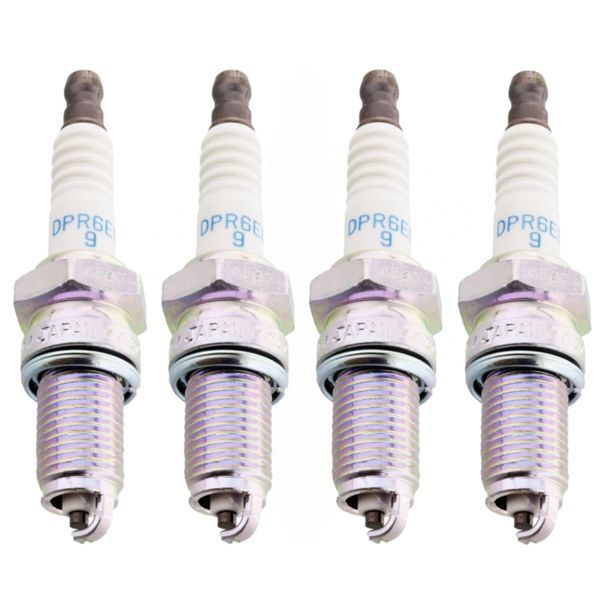 Spark plug set NGK 4x DPR6EB-9 resistor, 19,0mm long thread Ø 12,0mm, integral terminal, 3108