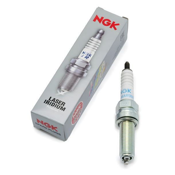 Spark plug set NGK 4x SILMAR9B9 iridium resistor, 26,5mm long thread reach plug Ø 10,0mm, integral terminal, 95399