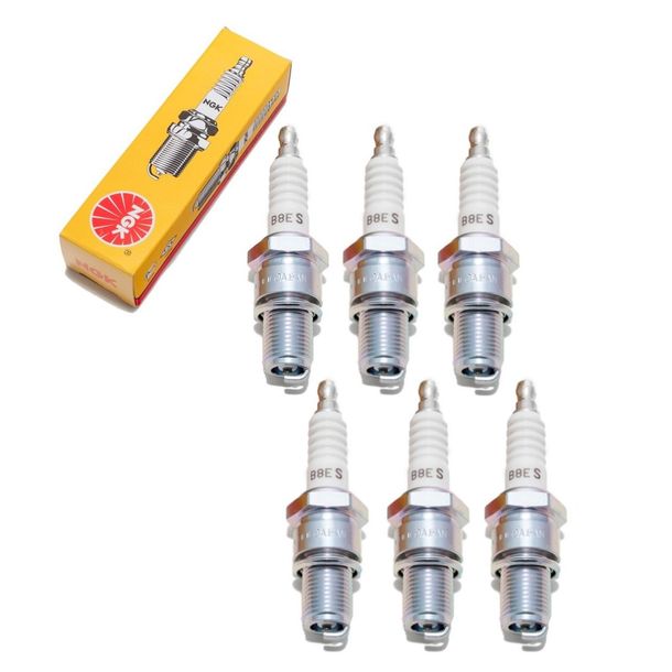 Spark plug set NGK 6x B8ES, 19,0mm long thread Ø 14,0mm, 1015 / 2411 / 3683