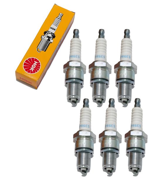 Spark plug set NGK 6x BPR6ES resistor, 19,0mm long thread Ø 14,0mm, 4008 / 4852 / 7678 / 7822 / 94811