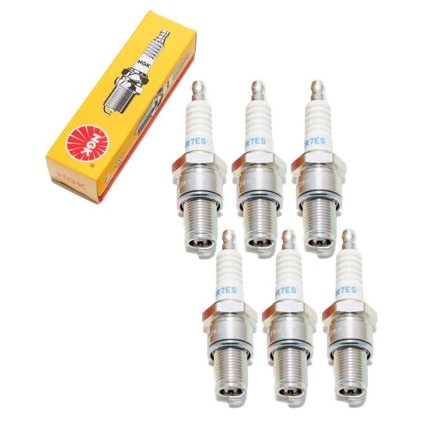 Spark plug set NGK 6x BR7ES resistor, 19,0mm long thread Ø 14,0mm, 5122 / 6615