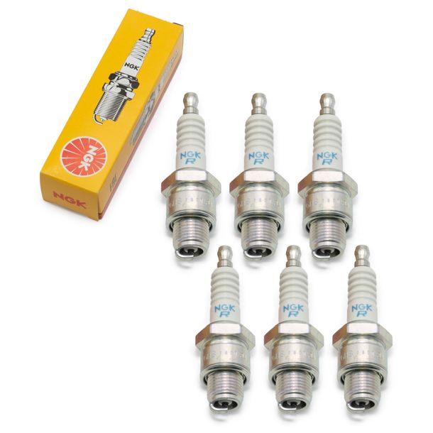 Spark plug set NGK 6x BR6HS resistor, 12,7mm short thread Ø 14,0mm, 3922 / 4200 / 6676