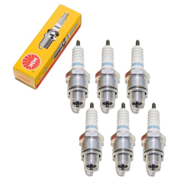 Spark plug set NGK 6x BR8HSA resistor, 12,7mm short thread Ø 14,0mm, 5539